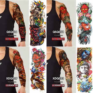 Hình Xăm Dán Kín Tay Mặt Quỷ Hanya (Phong Cách Á)