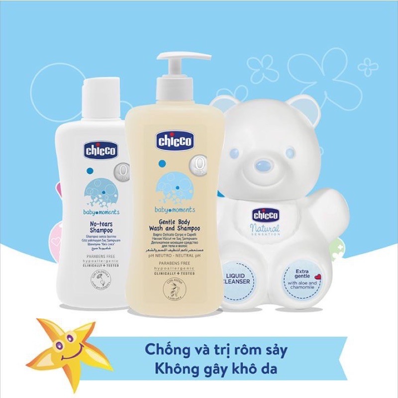 Sữa Tắm Gội CHICCO 500ML Chính Hãng Nhập Khẩu Ý