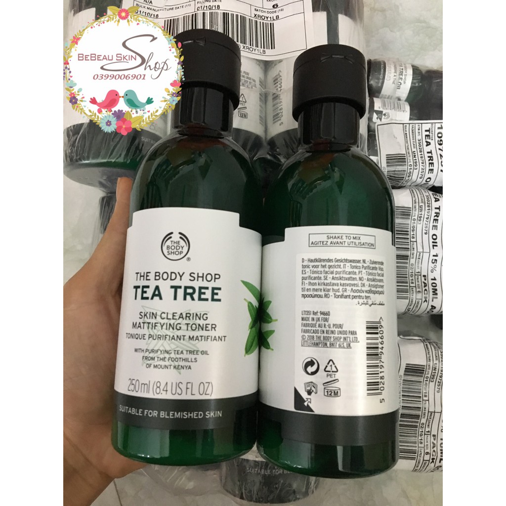 Nước hoa hồng The Body Shop Tea Tree Skin Clearing Mattifying 250ml [ Toner The Body Shop ]