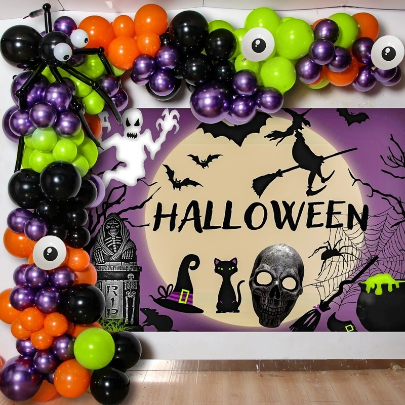 Bộ Bong Bóng Cao Su Nhôm Chủ Đề Nhện / Dơi Trang Trí Tường Tiệc Halloween