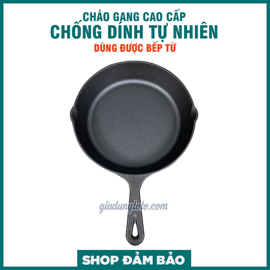 Chảo Gang Thô Đúc Thủ Công Kiểu Nhật Nguyên Khối Size 20/25 Chống Dính Tự Nhiên, Dùng Được Bếp Từ