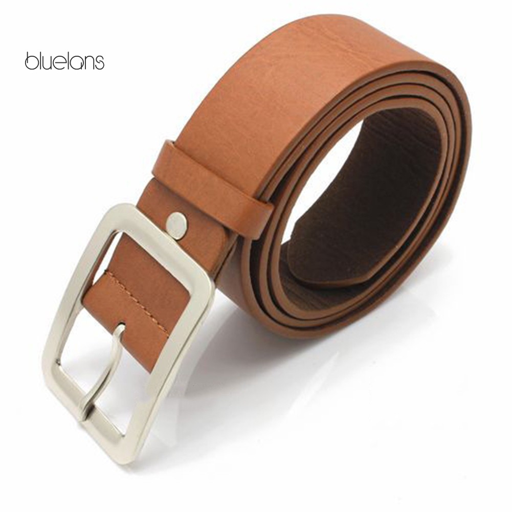 Fashion Men Faux Leather Solid Color Pin Buckle Pants Waist Belt Waistband Gift