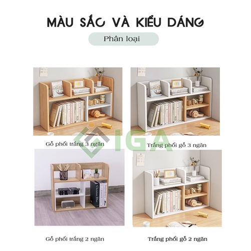 Kệ sách đa năng để bàn làm việc, kệ sách gỗ hiện đại chính hãng IGA- GP157