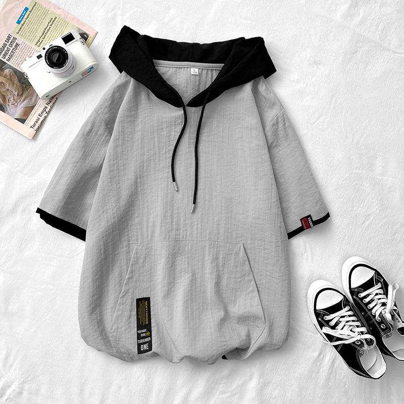 Áo Hoodie Ngắn Tay Form Rộng Phong Cách Nhật Bản Trẻ Trung Dành Cho Nam