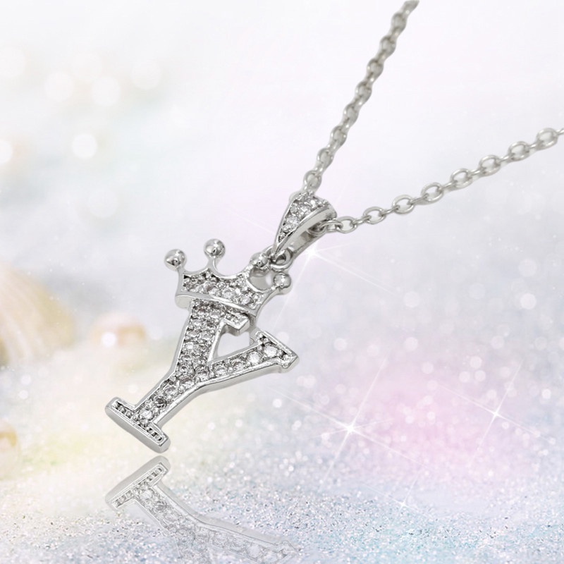 Vòng cổ Mặt 26 Chữ Cái Đính Đá Zircon Thời Trang Cho Nam Nữ