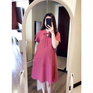 ⚡FREESHIP ĐƠN TỪ 250K⚡ Đầm bầu hồng ruốt cổ trụ đẹp từng đường kim mũi chỉ