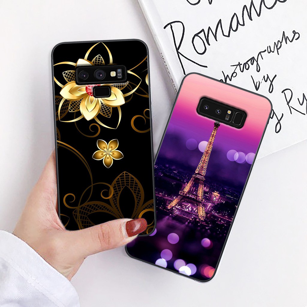 Ốp lưng ép kính Samsung Galaxy note 8 , s9 plus (s9+) in hình hoa siêu đẹp mặt lưng chống bể
