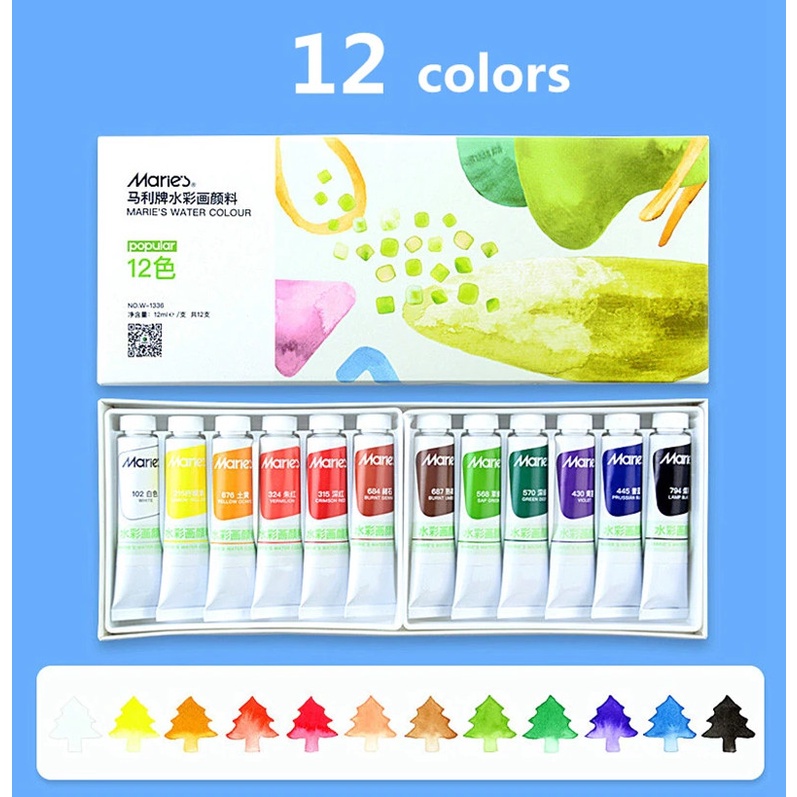 Màu nước Maries dạng tuýp 12ml  Water color