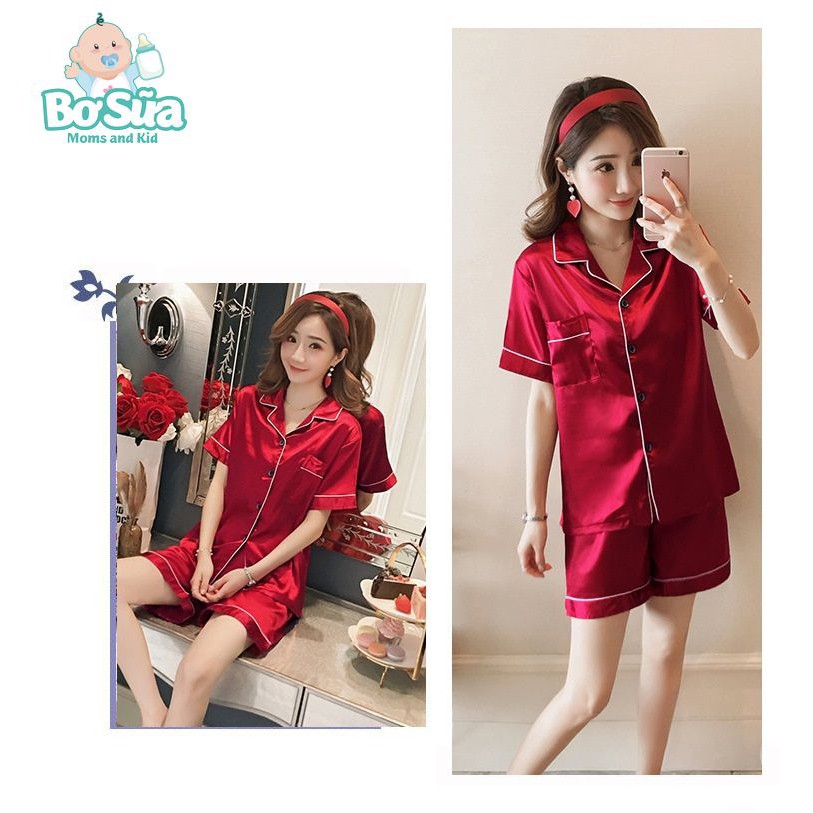 Bộ ngủ Pijama nữ cộc tay chất lụa - Đủ size M, L, XL | BigBuy360 - bigbuy360.vn