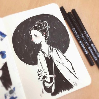 Bút Cọ Vẽ Sakura Pigma Brush Pen Nhật Bản - Thân Đen