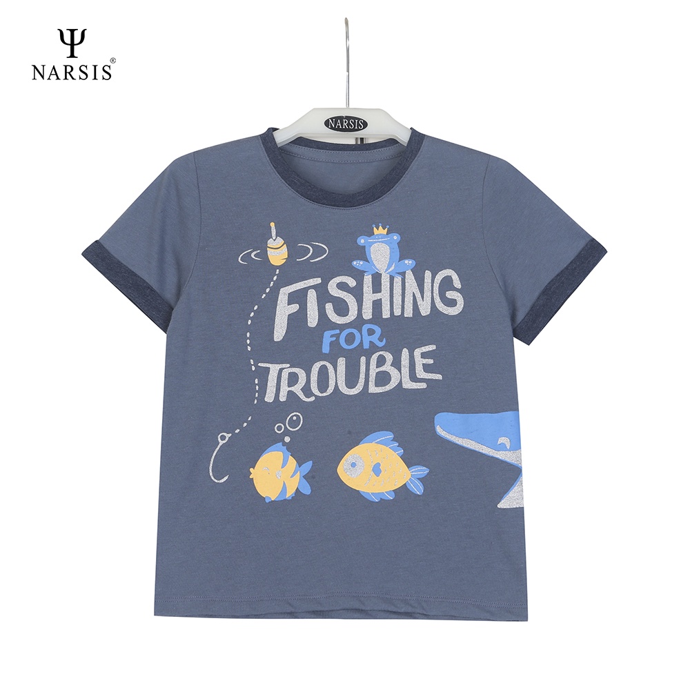 Bộ quần áo bé trai mùa hè Narsis KE1025 cổ tròn quần lửng chất liệu Cotton êm mềm thông thoáng