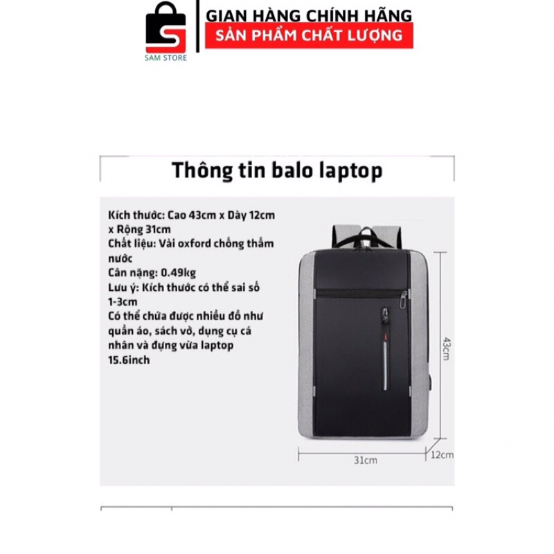 Balo laptop phản quang, thời trang có cổng sạc USB kích thước 15,6 inch chống sốc giá rẻ cho  sinh viên | BigBuy360 - bigbuy360.vn