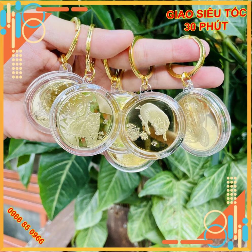 Móc Khoá Phong Thủy 12 Con Giáp ( Gắn Chìa Khóa Ô tô Xe Máy, Tuổi Con Chuột, Trâu, Hổ, Mèo, Rồng, Rắn .... May Mắn )