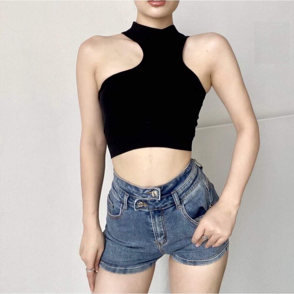 Áo croptop cổ lọ nữ - Áo 3 lỗ trơn body dáng ôm form cộc thiết kế đơn giản, cá tính basic