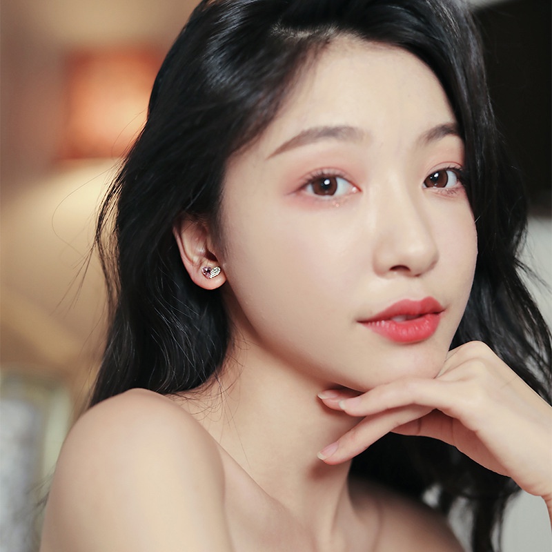 Bông Tai Bạc 925 Hình Trái Tim Đính Đá Pha Lê Cao Cấp Thời Trang Phong Cách Âu Mỹ Cho Nữ