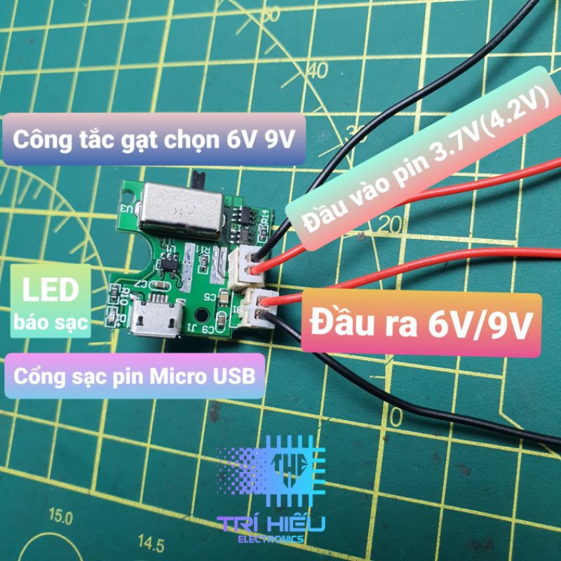 Mạch sạc và bảo vệ pin 1s 3.7V kiêm boost tăng áp 6V 9V