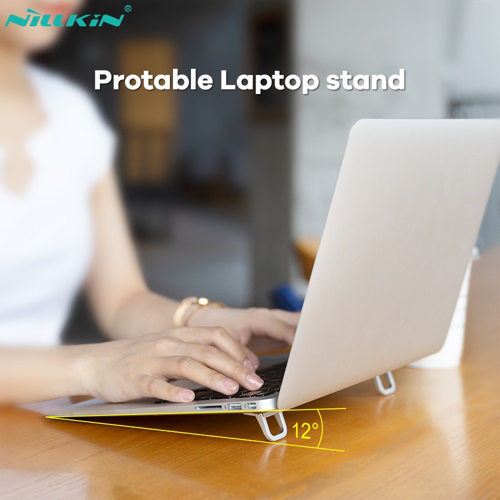 Kệ gắn Nillkin dành cho laptop, macbook nhỏ gọn gập lại được, nghiêng 12độ phù hợp kích cở từ 11.6 inch đến 17 inch