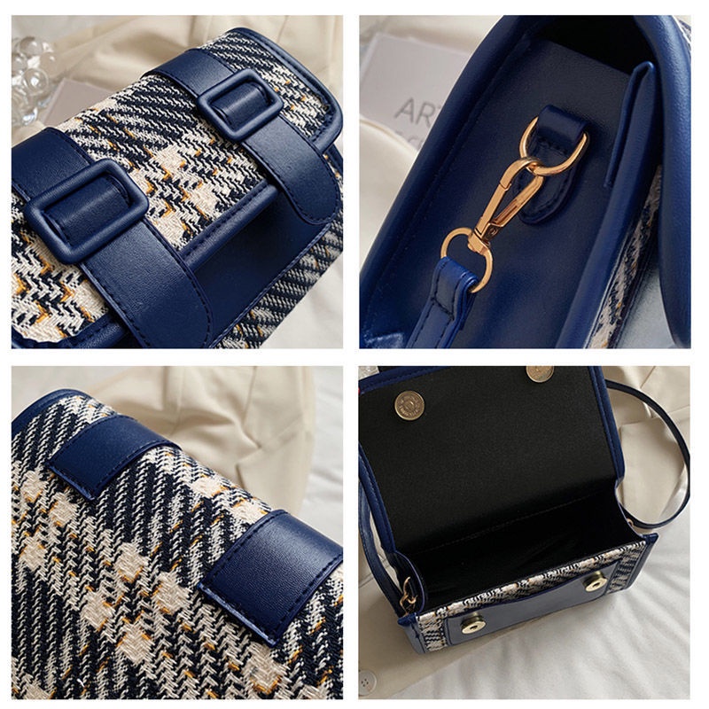 Túi đeo vai họa tiết kẻ lưới đơn giản thời trang cho nữ