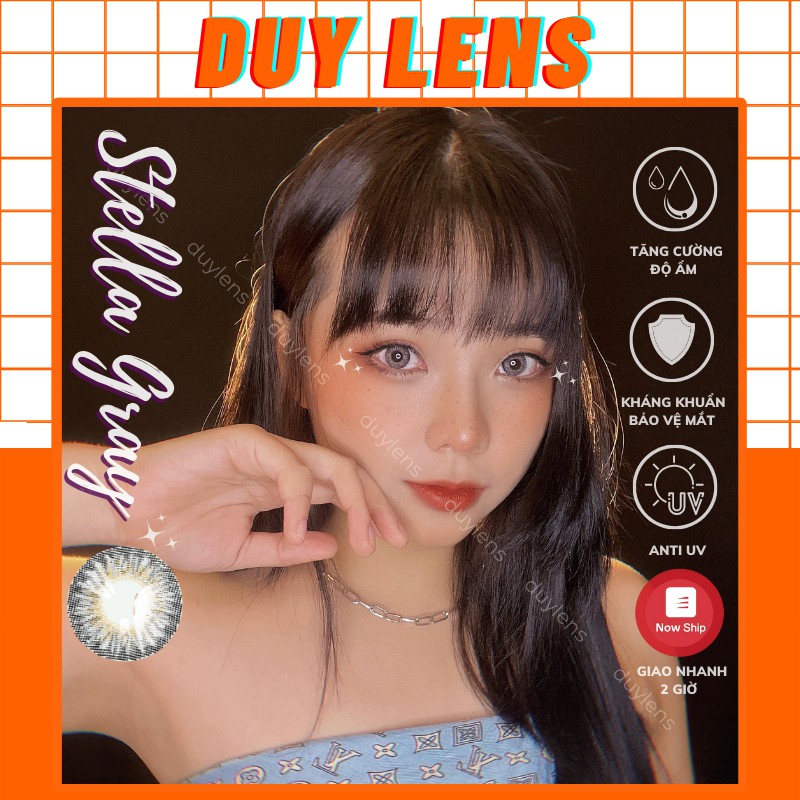 Lens xám tây ánh bạc STELLA GRAY 14mm - Kính áp tròng cận Hàn Quốc bán chạy hạn 1 năm