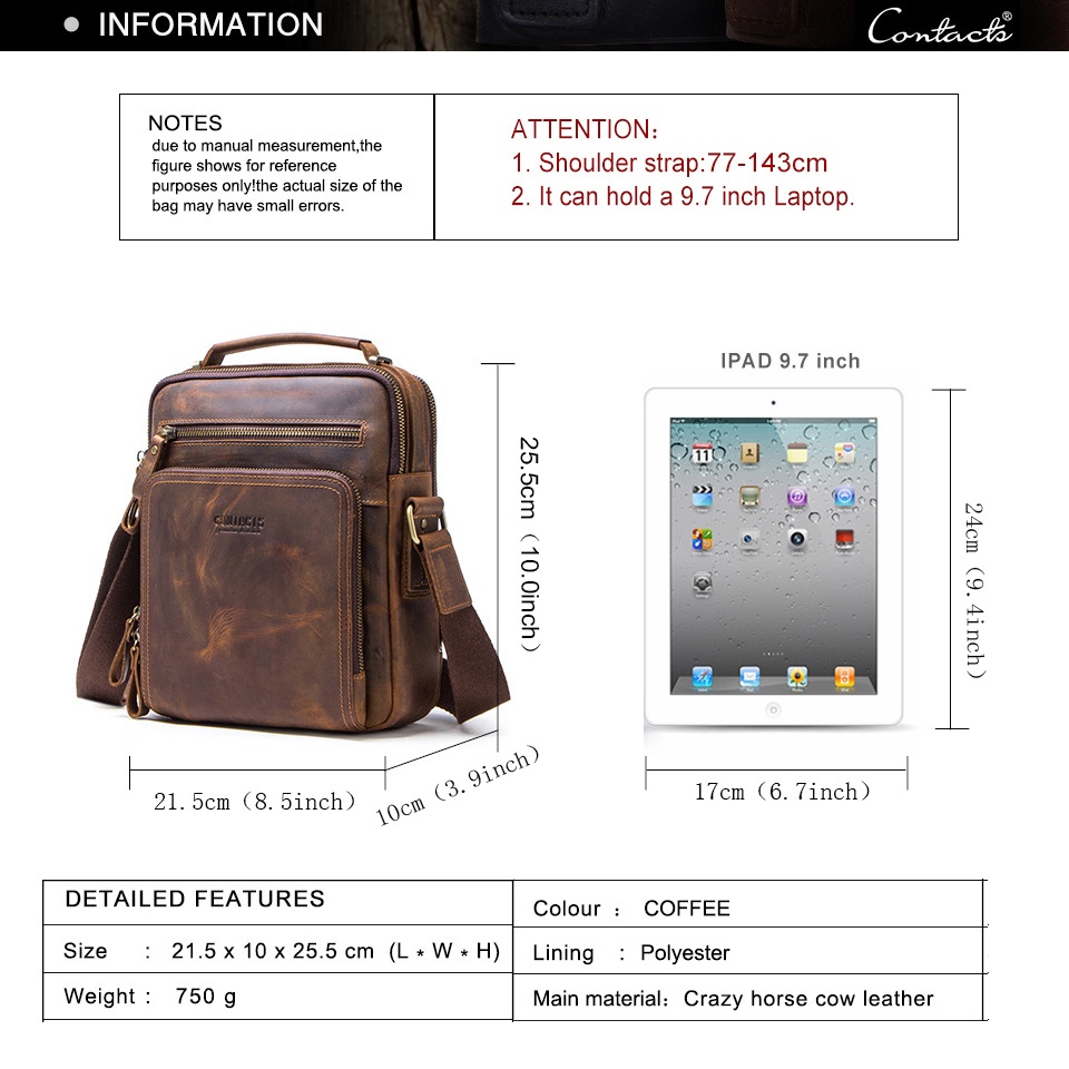 Hiram Túi Da Đeo Chéo Thời Trang Dành Cho Nam