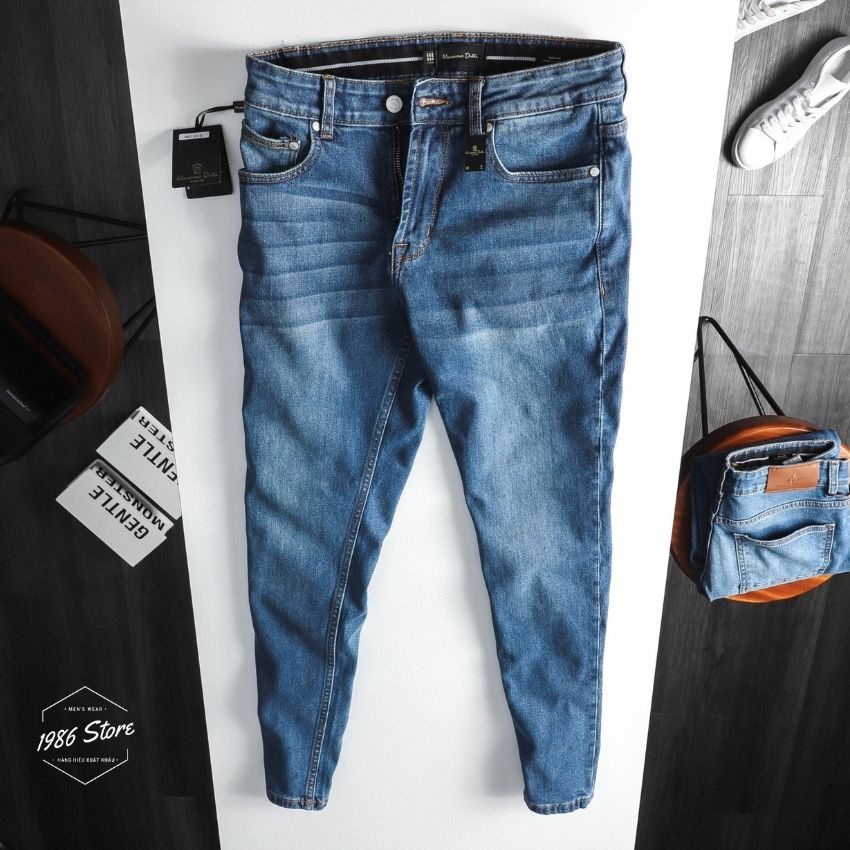 Quần jean nam Massimo Dutti xanh trơn 0518, hàng cao cấp ( Ảnh Thật - Hàng Xuất Khẩu Xịn )