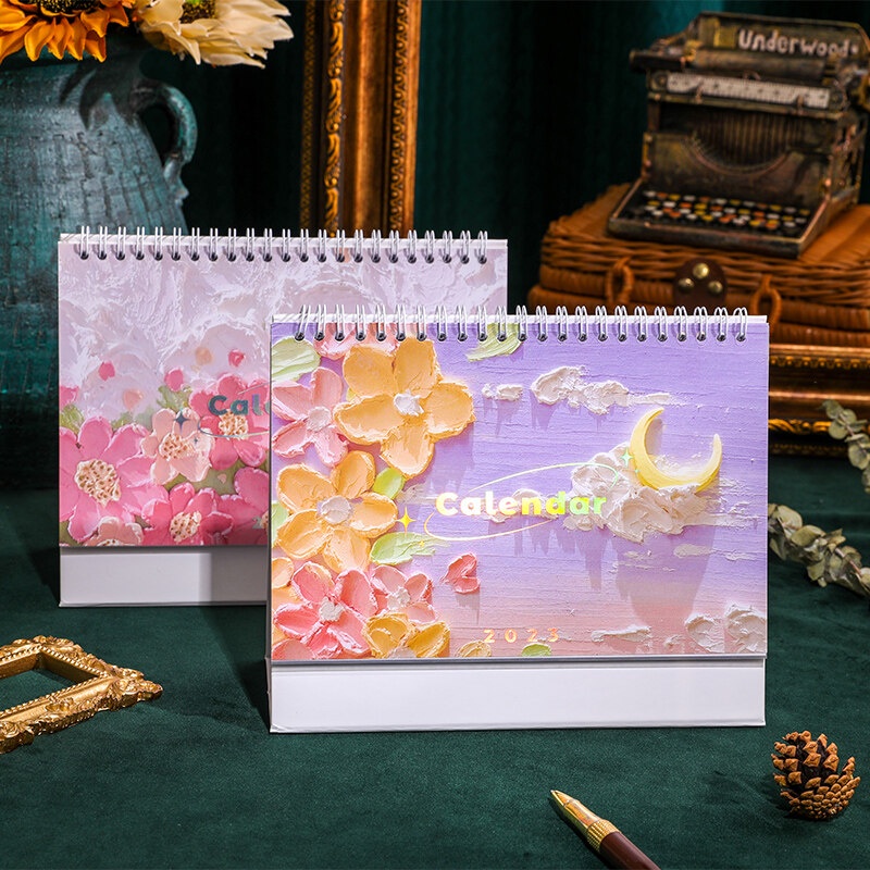 Lịch để bàn 2023 INFEEL.ME họa tiết tranh sơn dầu phù hợp cho học sinh và nhân viên