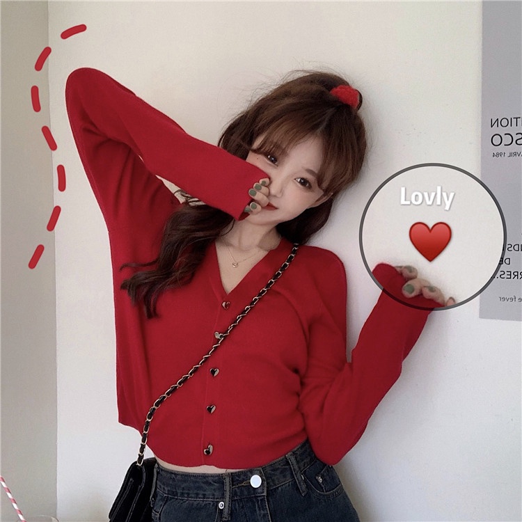 Áo cardigan ZHELIHANGFEI dệt kim tay dài cổ chữ V eo cao phong cách quyến rũ