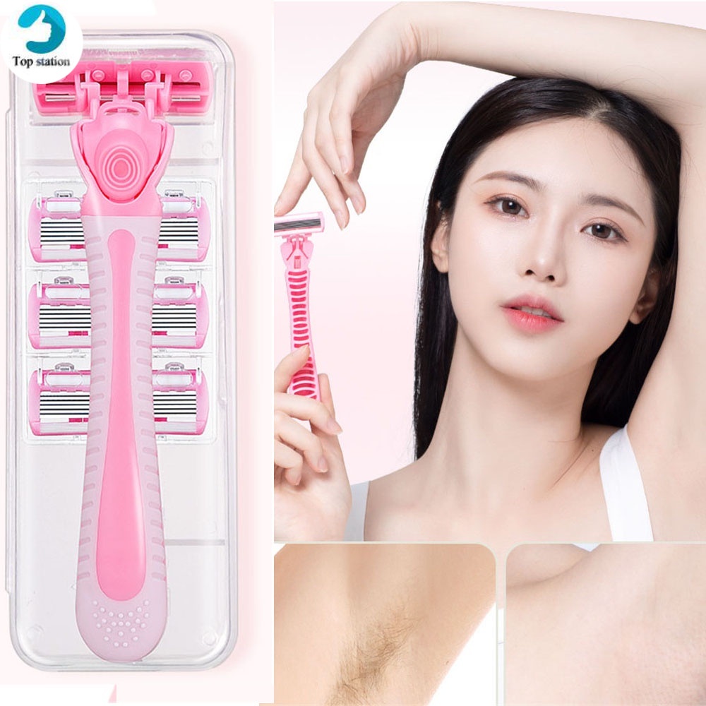 Bộ dao cạo râu 6 lớp với 3 đầu thay thế chất lượng cao tiện dụng cho nam và nữ
