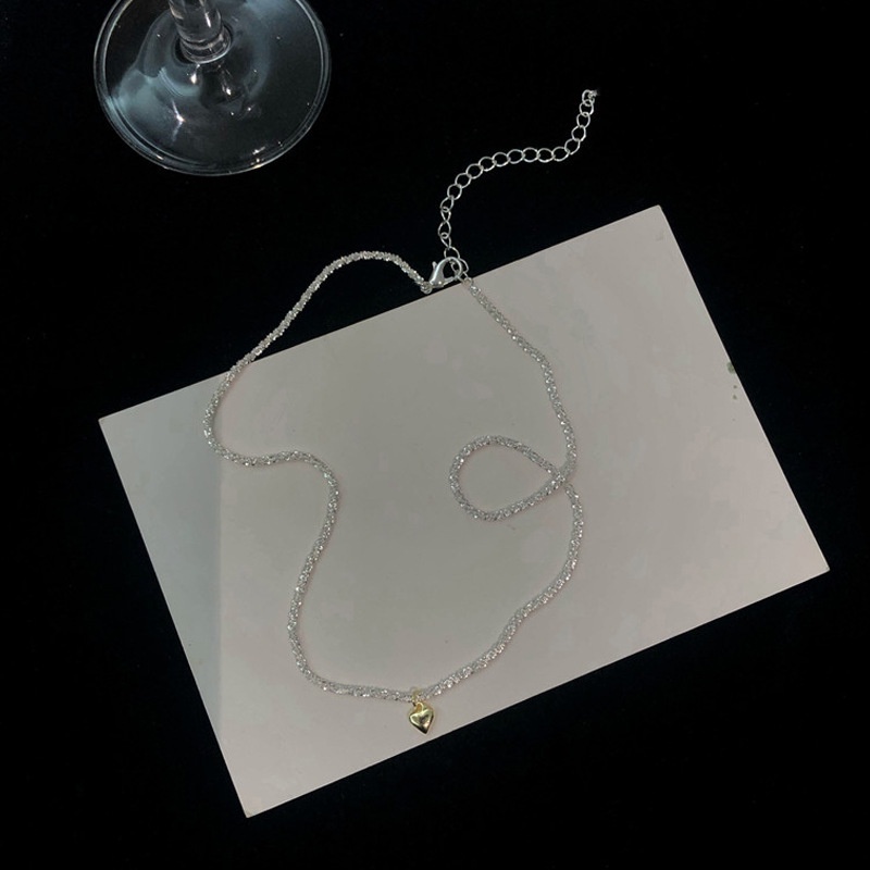 Vòng Cổ Choker Mặt Trái Tim Vàng Bạc Lấp Lánh Thanh Lịch Dành Cho Nữ