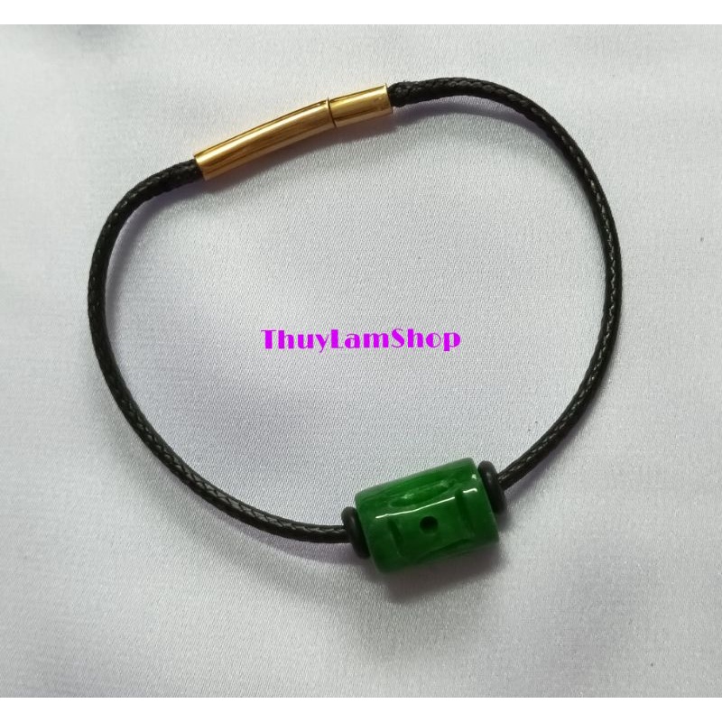 Vòng tay lu thống đầu xuôi đuôi lọt đá chạm hoa văn kí tự cổ khóa bấm cao cấp