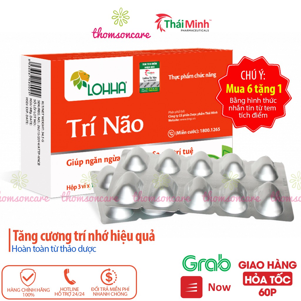 Loha Trí Não - Mua 6 tặng 1 bằng tem tích điểm, tăng cường tuần hoàn hoạt huyết dưỡng não Lohha