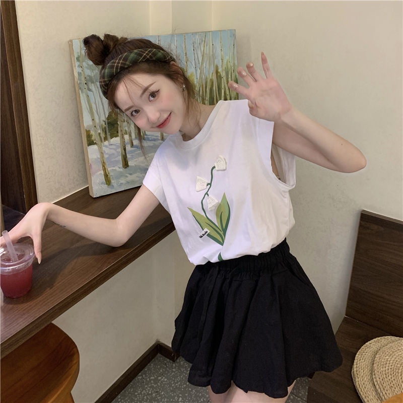 Áo Thun Sát Nách Dáng Rộng Thiết Kế Mới Thời Trang Mùa Hè Theo Phong Cách Hàn Quốc