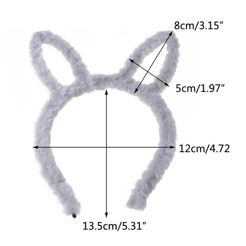 Băng Đô Tai Thỏ Phối Lông Màu Trơn Trang Điểm Hóa Trang Dễ Thương