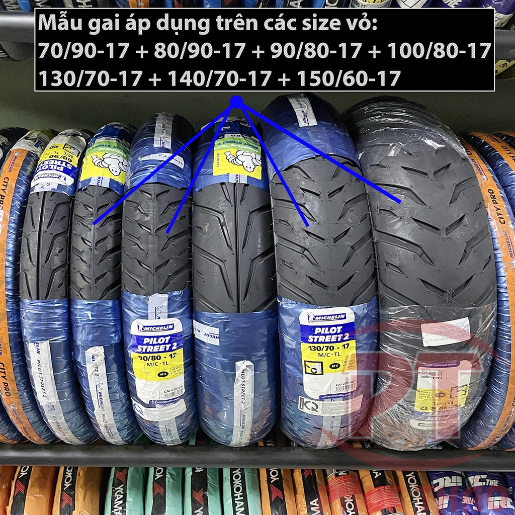 Vỏ xe Michelin Pilot Street 2 mâm 17 inch. Vỏ Michelin cho xe Exciter, Winner, Raider, Future, Wave, Sirius.