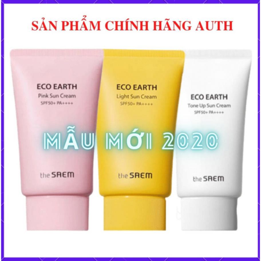 Kem Chống Nắng The Saem Eco Earth Pink, Light, Tone Up Sun Cream SPF50+++ 50g Dành Cho Da Dầu, Hỗn Hợp, Nhạy Cảm