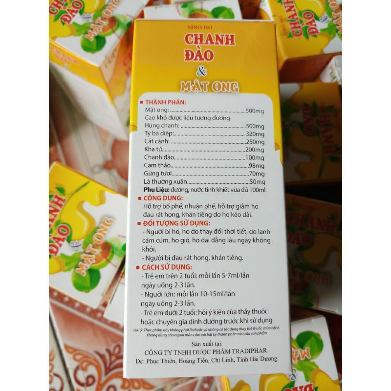 Siro Chanh Đào Mật Ong ⚡ CAM KẾT CHÍNH HÃNG ⚡ giúp bổ phổi nhuận phế