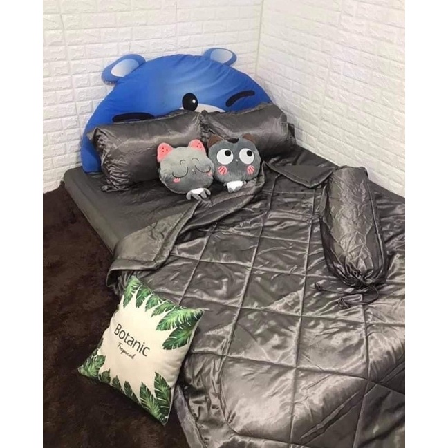 BỘ CHĂN GA GIÁ RẺ PHI LỤA MÀU XÁM ĐẬM