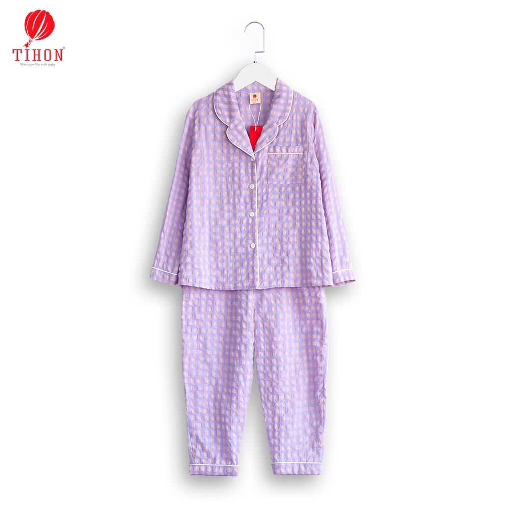 Bộ pijama bé gái TIHON dài tay 2 màu cao cấp SET0750289