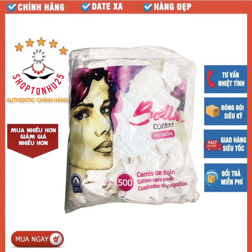 Bông Tẩy Trang Bella Cotton Premium (120mieng)-(500 miếng)