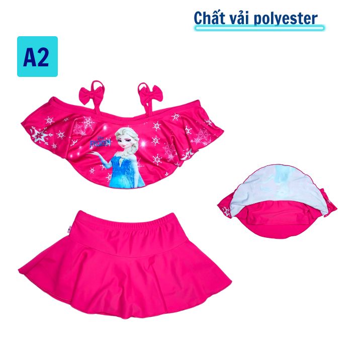 Đồ bơi hai mảnh cho bé gái hình Elsa từ 10-39kg -quần giả váy tạo kín đáo- Tomchuakids
