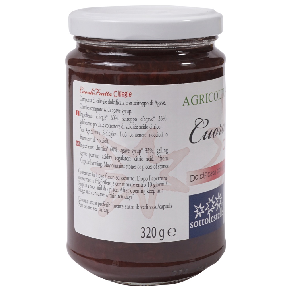 Mứt Cherry hữu cơ 320g Sottolestelle Organic Cherries Jam