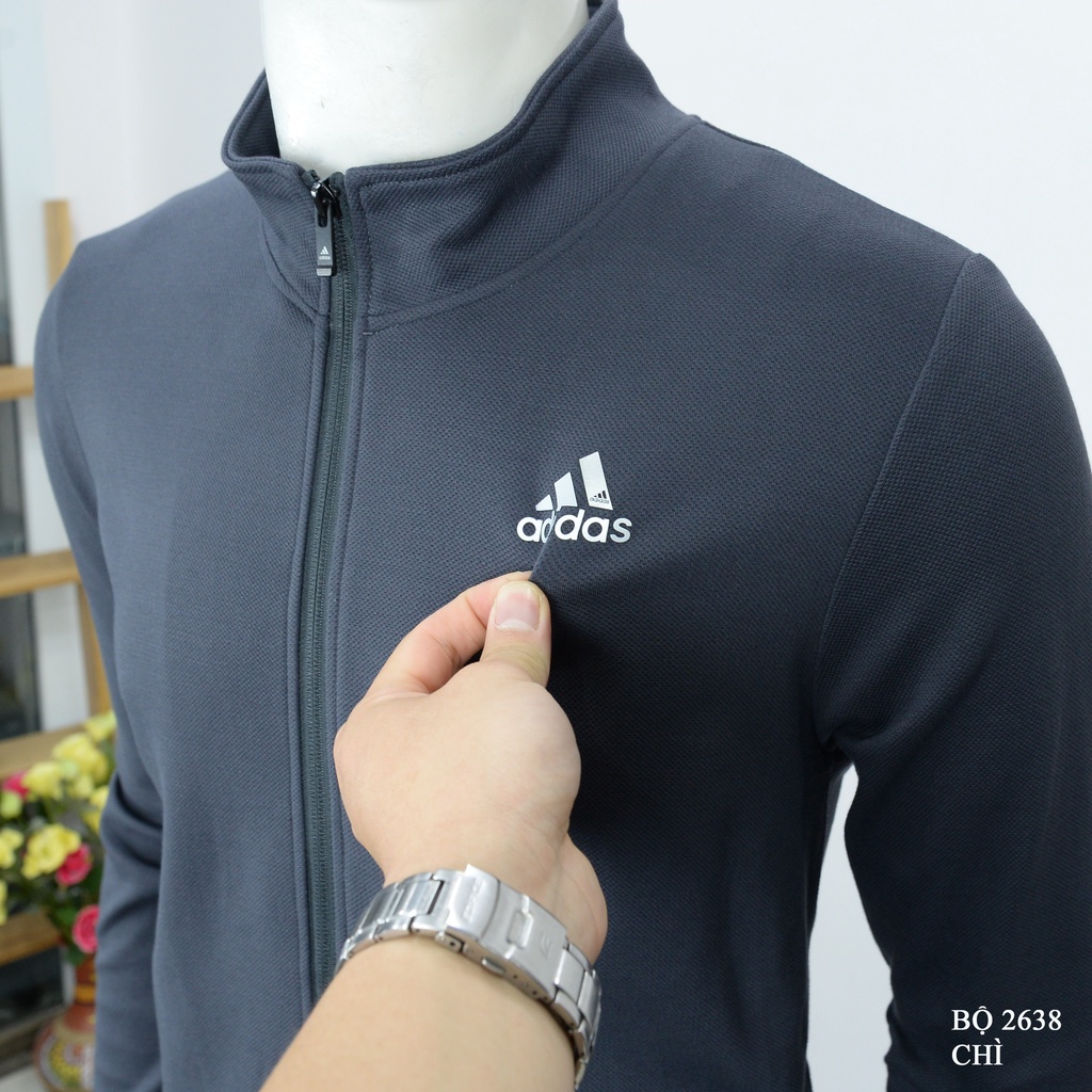 Bộ đồ nam cao cấp kéo khóa Adidas thể thao chất nỉ umi xịn ,bộ nỉ thu đông mã 2638