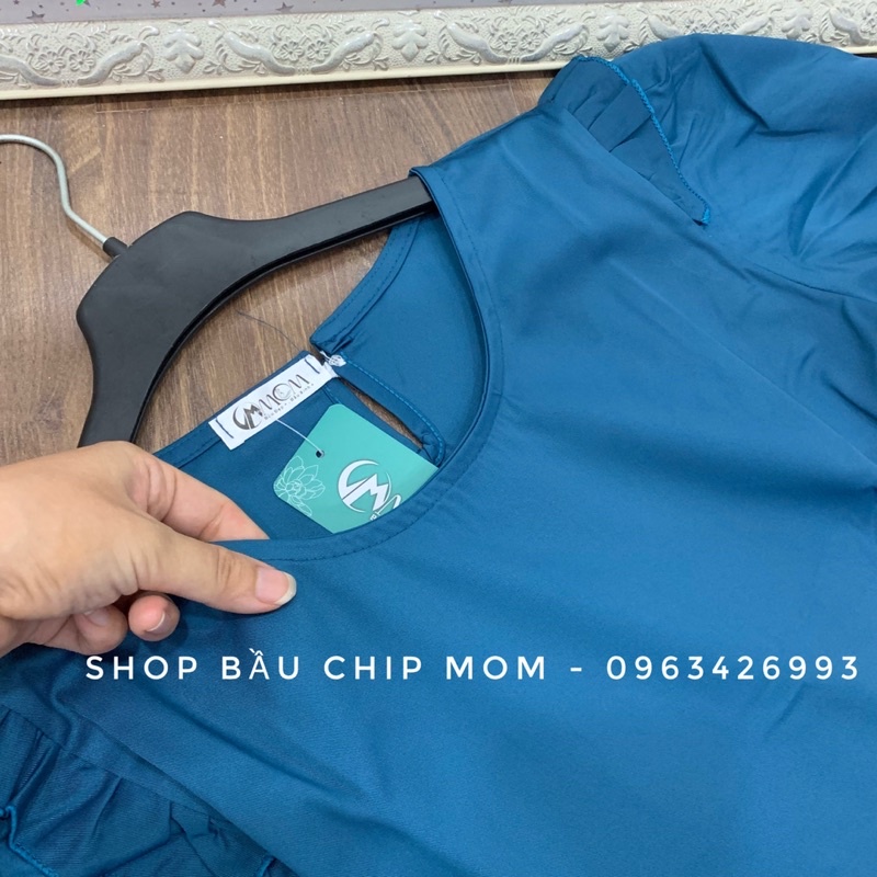 Đầm bầu, váy bầu TK màu xanh hot hit sang chảnh V33