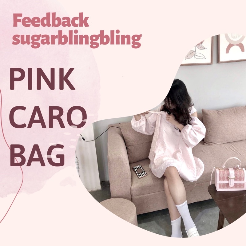 Túi hộp caro hồng đeo chéo, túi cầm tay trám hồng | Sugarblingbling