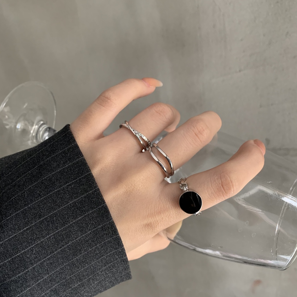 Bộ Nhẫn Đeo Ngón Tay Phong Cách retro Hàn Quốc Đơn Giản Sang Trọng Có Thể Điều Chỉnh