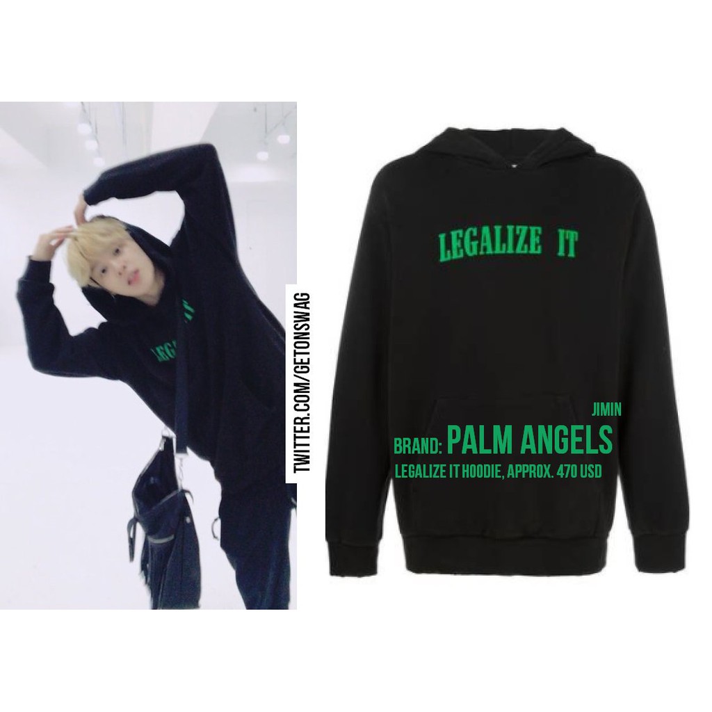 Áo hoodie nỉ dày in chữ Legalize it V Jimin BTS