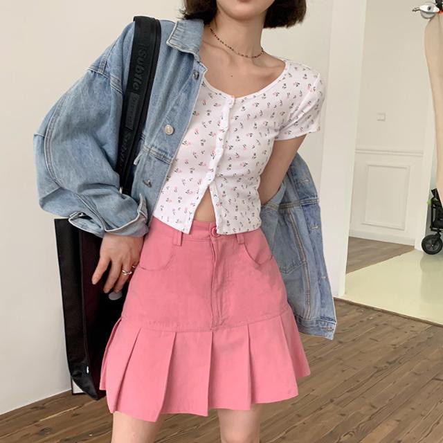 Chân Váy Xếp Ly Lưng Cao Dáng Rộng Phong Cách Retro Hàn Quốc Thời Trang Mùa Hè Cho Nữ | BigBuy360 - bigbuy360.vn