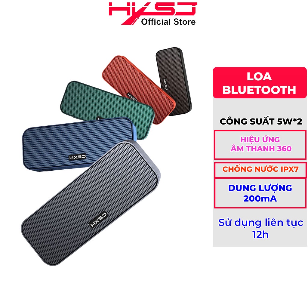 Loa bluetooth HXSJ V6 Bản Mở Rộng Hỗ Trợ Kết Nối Bluetooth 5.0, Thẻ Nhớ, USB, Công suất 2 loa 10W Nhiều Màu Sắc