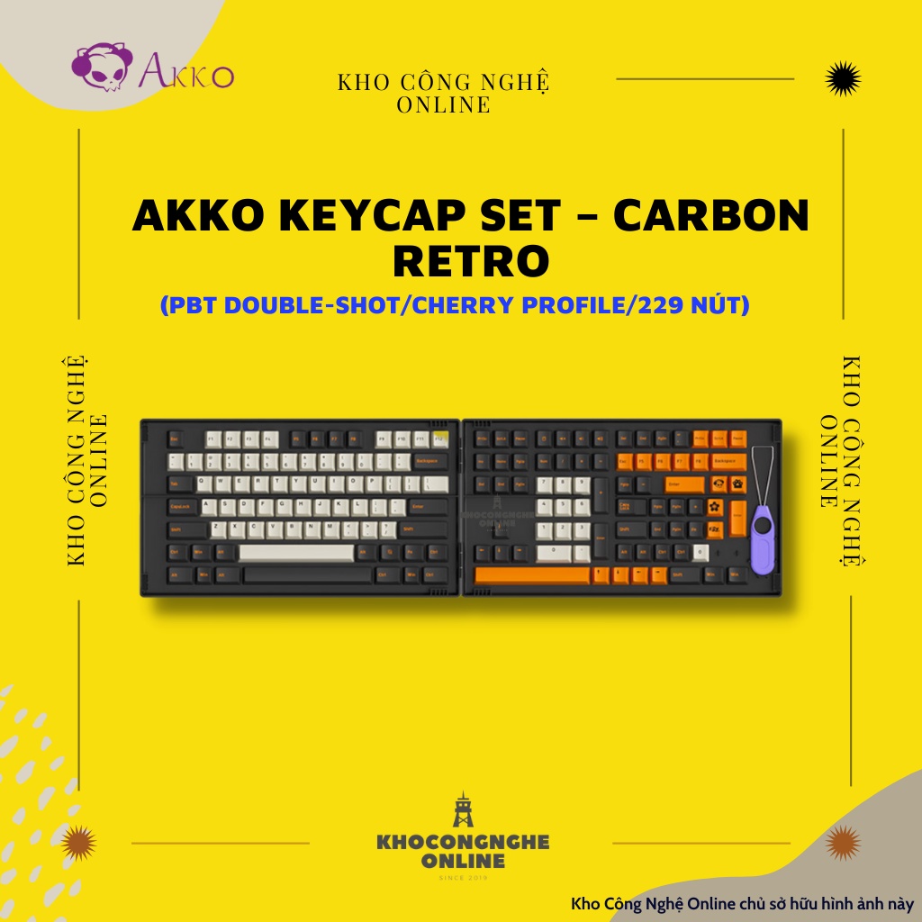 AKKO Keycap set – Carbon Retro (PBT Double-Shot/Cherry profile/229 nút)