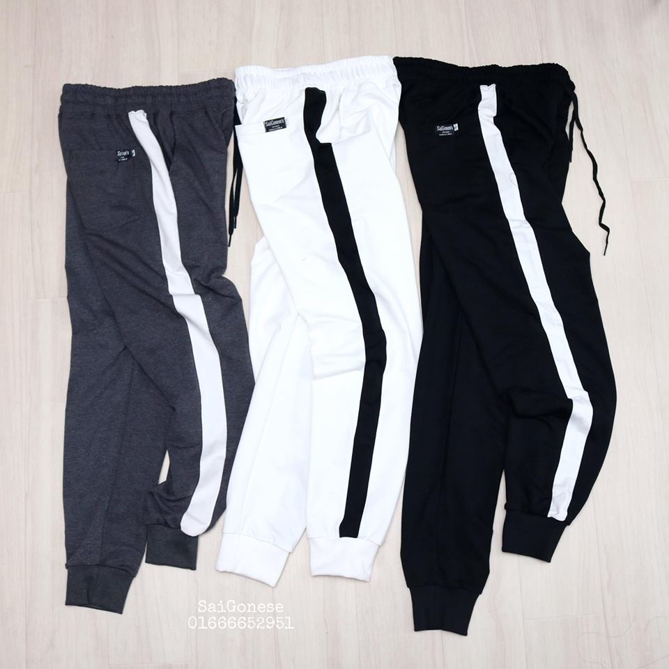 Quần Jogger Thun Thể Thao Nam Nữ Kẻ Sọc Unisex